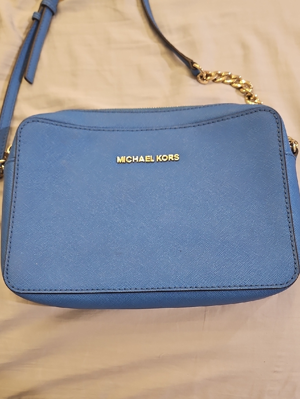 Michael Kors Sky Blue Saffiano Crossbody Bag